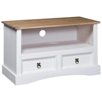 TV-Schrank Mexiko-Stil Kiefernholz Weiß 91x43x56 cm