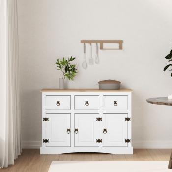 ARDEBO.de - Sideboard Mexiko-Stil Kiefernholz Weiß 132x43x78 cm