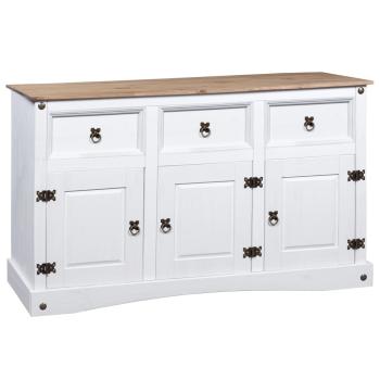 Sideboard Mexiko-Stil Kiefernholz Weiß 132x43x78 cm