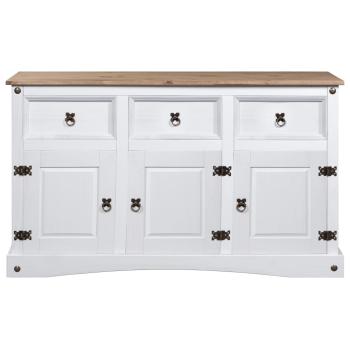 Sideboard Mexiko-Stil Kiefernholz Weiß 132x43x78 cm