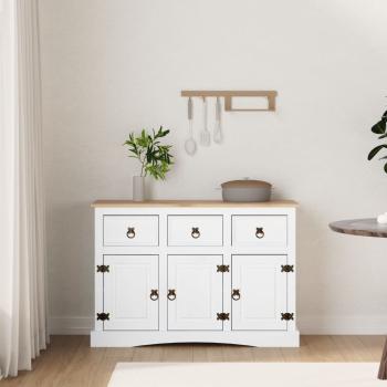 Sideboard Mexiko-Stil Kiefernholz Weiß 132x43x78 cm