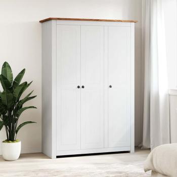 Kleiderschrank 3-Türig Weiß 118×50×171,5 cm Kiefer Panama Serie