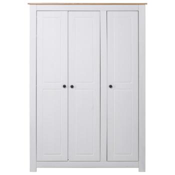 Kleiderschrank 3-Türig Weiß 118×50×171,5 cm Kiefer Panama Serie