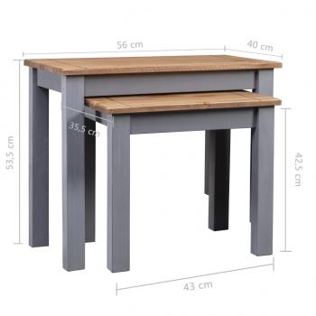 Satztische 2 Stk. Grau Massivholz Panama-Kiefer