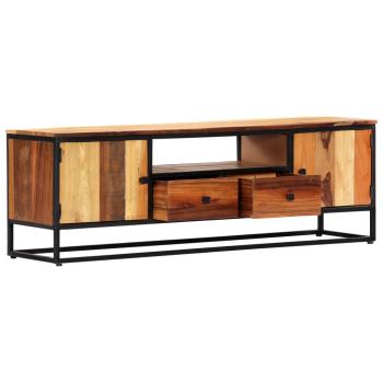 TV-Schrank 120x30x40 cm Massives Altholz und Stahl
