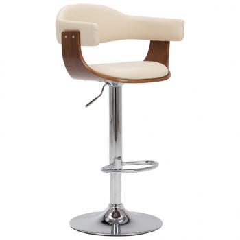 Barhocker 2 Stk. Creme Bugholz und Kunstleder 