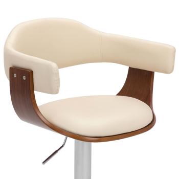 Barhocker 2 Stk. Creme Bugholz und Kunstleder 