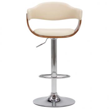 Barhocker 2 Stk. Creme Bugholz und Kunstleder 