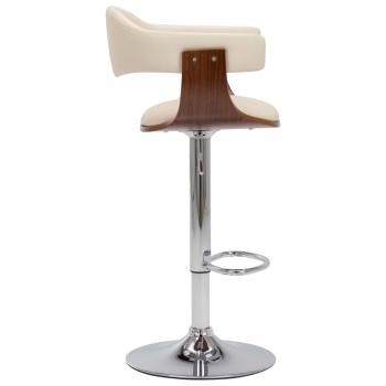 Barhocker 2 Stk. Creme Bugholz und Kunstleder 