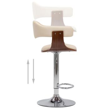 Barhocker 2 Stk. Creme Bugholz und Kunstleder 