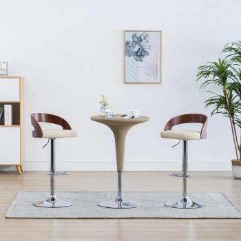 ARDEBO.de - Barhocker 2 Stk. Cremeweiß Kunstleder und Bugholz