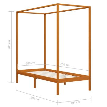 Himmelbett-Gestell Honigbraun Massivholz Kiefer 100 x 200 cm