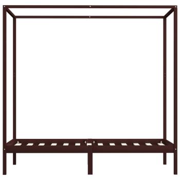Himmelbett-Gestell Dunkelbraun Massivholz Kiefer 100 x 200 cm