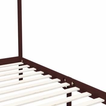 Himmelbett-Gestell Dunkelbraun Massivholz Kiefer 100 x 200 cm