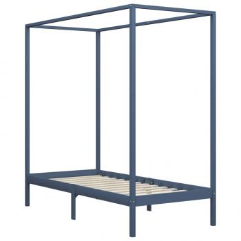 ARDEBO.de - Himmelbett-Gestell Grau Massivholz Kiefer 100 x 200 cm