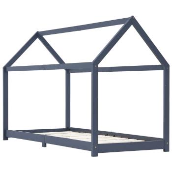 Kinder-Bettgestell Grau Massivholz Kiefer 70 x 140 cm