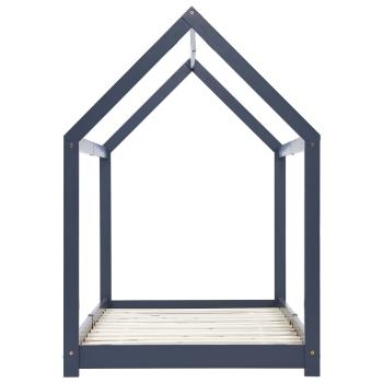 Kinder-Bettgestell Grau Massivholz Kiefer 80 x 160 cm