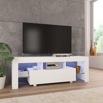 ARDEBO.de - TV-Schrank mit LED-Leuchten Hochglanz-Weiß 130x35x45 cm