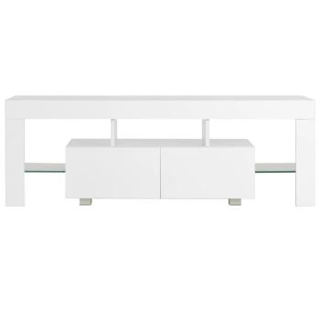 TV-Schrank mit LED-Leuchten Hochglanz-Weiß 130x35x45 cm