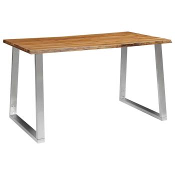 Esstisch 140×80×75 cm Akazie Massivholz und Edelstahl