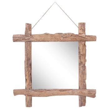 Holzspiegel Natur 70x70 cm Recyceltes Teakholz