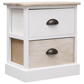 Nachttische 2 Stk. Weiß und Natur 38×28×45 cm Paulownia-Holz