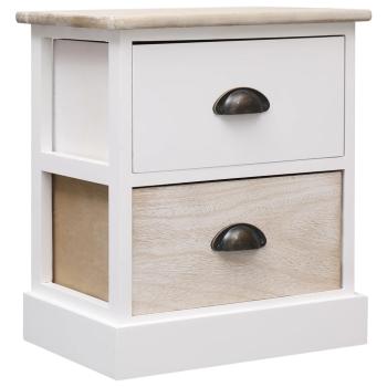 Nachttische 2 Stk. Weiß und Natur 38×28×45 cm Paulownia-Holz