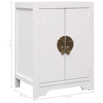 Nachttisch Weiß 38×28×52 cm Paulownia Holz
