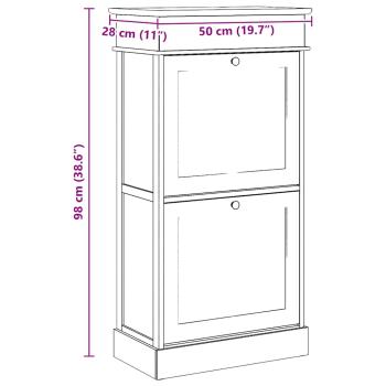 Schuhschrank Grau 50 x 28 x 98 cm Paulownia Holz