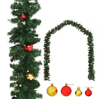 ARDEBO.de - Weihnachtsgirlande Geschmückt mit Kugeln 5 m