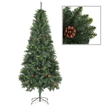 Künstlicher Weihnachtsbaum mit Kiefernzapfen Grün 210 cm