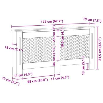 Heizkörperabdeckung Weiß 172×19×81,5 cm MDF