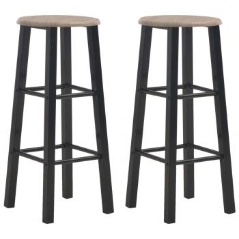 ARDEBO.de - Barhocker 2 Stk. Schwarz MDF  
