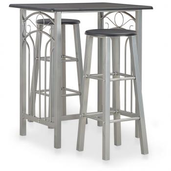 ARDEBO.de - 3-tlg. Bar-Set Holz und Stahl Schwarz