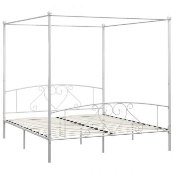 Himmelbett-Gestell Weiß Metall 200 x 200 cm 