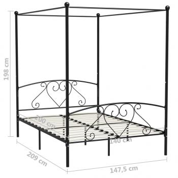 Himmelbett-Gestell Schwarz Metall 140 x 200 cm