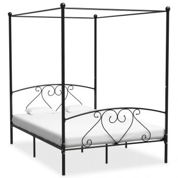 ARDEBO.de - Himmelbett-Gestell Schwarz Metall 160 x 200 cm 