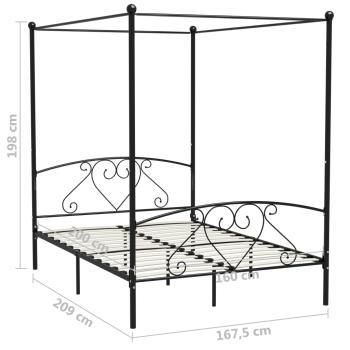 Himmelbett-Gestell Schwarz Metall 160 x 200 cm 