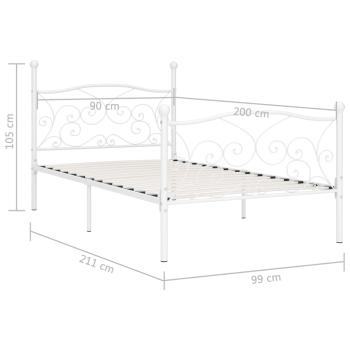 Bettgestell mit Lattenrost Weiß Metall 90 x 200 cm