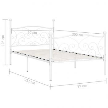 Bettgestell mit Lattenrost Weiß Metall 90 x 200 cm