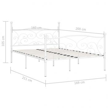 Bettgestell mit Lattenrost Weiß Metall 160 × 200 cm