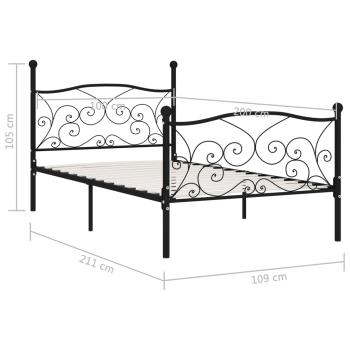 Bettgestell mit Lattenrost Schwarz Metall 100 × 200 cm