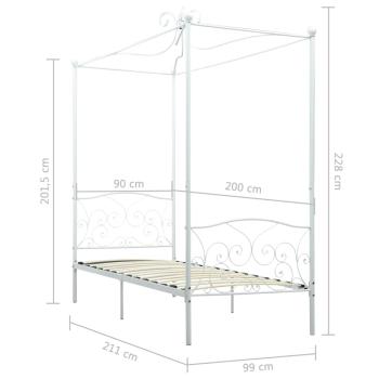 Himmelbett-Gestell Weiß Metall 90 x 200 cm
