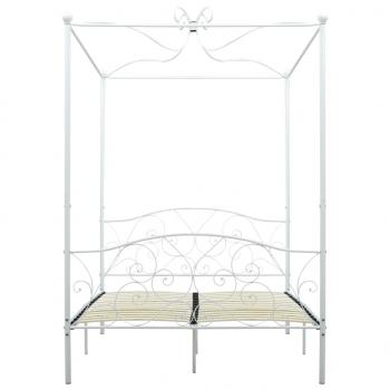 Himmelbett-Gestell Weiß Metall 120 x 200 cm