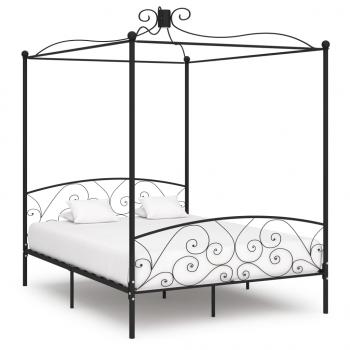 ARDEBO.de - Himmelbett-Gestell Schwarz Metall 180 x 200 cm
