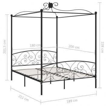 Himmelbett-Gestell Schwarz Metall 180 x 200 cm