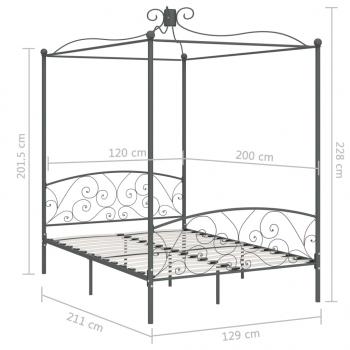 Himmelbett-Gestell Grau Metall 120 x 200 cm
