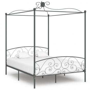 ARDEBO.de - Himmelbett-Gestell Grau Metall 160 x 200 cm
