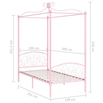 Himmelbett-Gestell Rosa Metall 100 x 200 cm