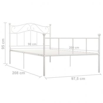 Bettgestell Weiß Metall 90×200 cm
